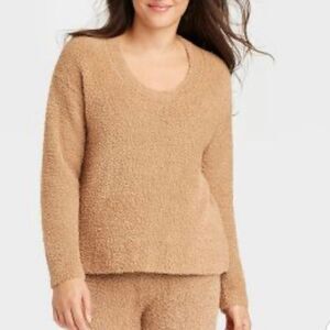 Womens Plush Teddy Bear Sweater Top S